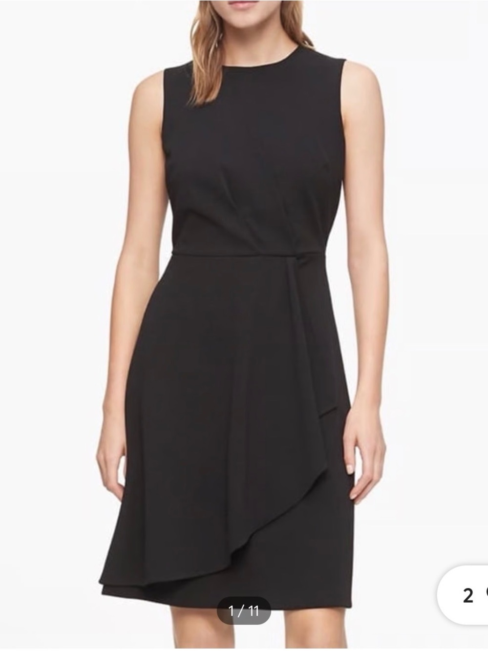 Calvin Klein Black Sleeveless Sheath Dress with Side Drape